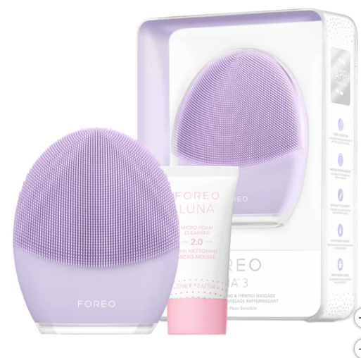 FOREO LUNA 3 Facial Cleansing & Firming Massage Device, + 0.67 fl oz Foaming Cleanser (new)