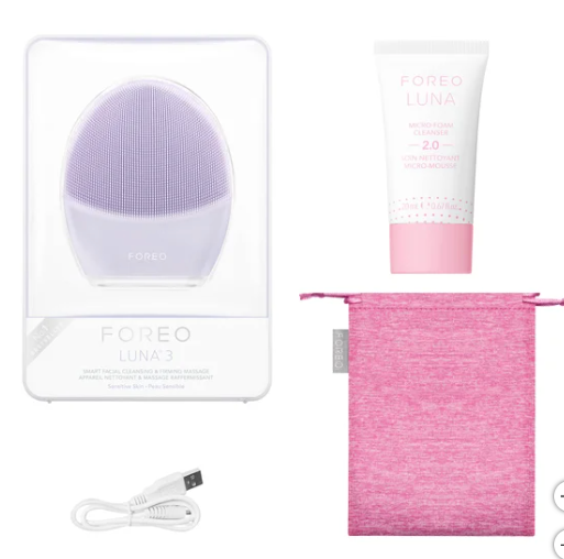 FOREO LUNA 3 Facial Cleansing & Firming Massage Device, + 0.67 fl oz Foaming Cleanser (new)