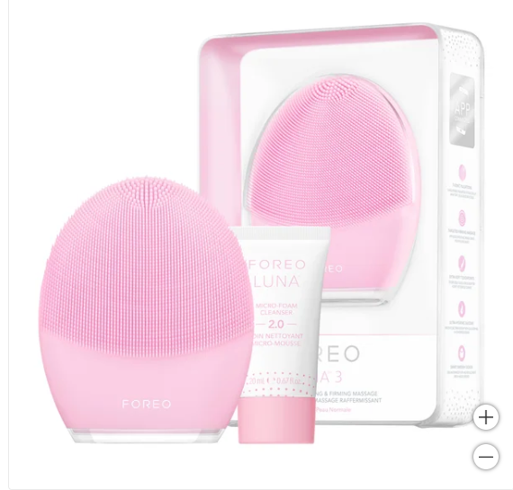 FOREO LUNA 3 Facial Cleansing & Firming Massage Device, + 0.67 fl oz Foaming Cleanser (NEW)