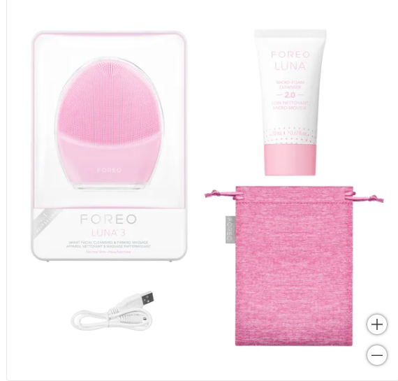 FOREO LUNA 3 Facial Cleansing & Firming Massage Device, + 0.67 fl oz Foaming Cleanser (NEW)