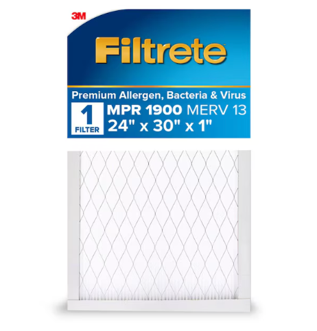 Filtrete 24-in W x 30-in L x 1-in MERV 13 1900 MPR Premium Allergen, Bacteria and Virus Electrostatic Pleated Air Filter (NEW)(DONT LIST)
