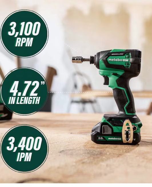 Metabo HPT 18-volt 1/4-in Brushless Cordless Impact Driver (Battery Included and Charger Included and Hard Case included)