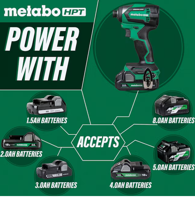 Metabo HPT 18-volt 1/4-in Brushless Cordless Impact Driver (Battery Included and Charger Included and Hard Case included)