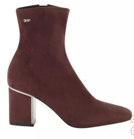 DKNY “Cavale-Heeled Dress Boot” Soft Micro Suede ~ Mirror Trim Heels (Espresso)Size 11