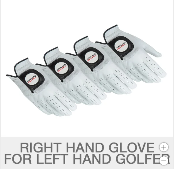 Kirkland Signature Leather Golf Glove Left Handed, 4-pack -Small (open box)