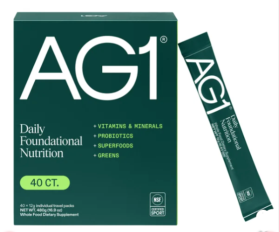 AG1 Original Formula Greens Powder Supplement, 40 Travel Packs (open box)