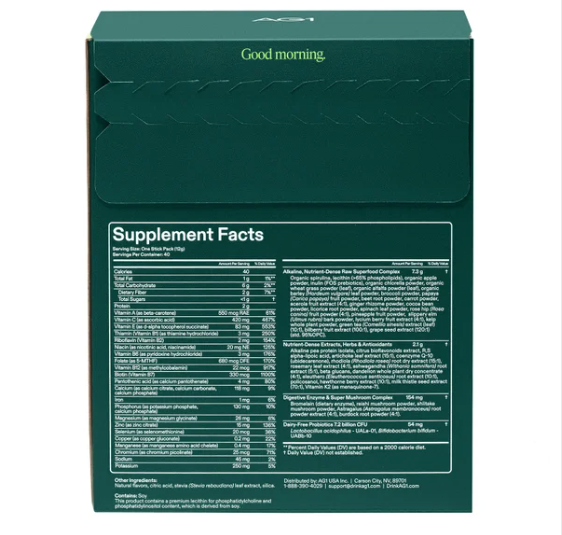 AG1 Original Formula Greens Powder Supplement, 40 Travel Packs (open box)