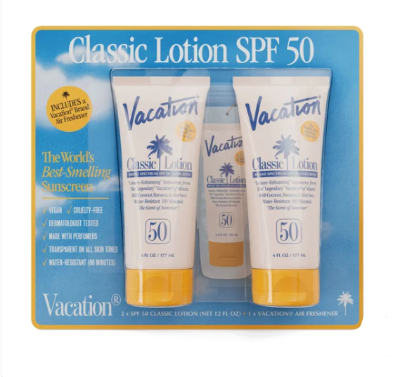 Vacation Classic Lotion, SPF 50, 6 fl oz Duo and Air Freshener (new)
