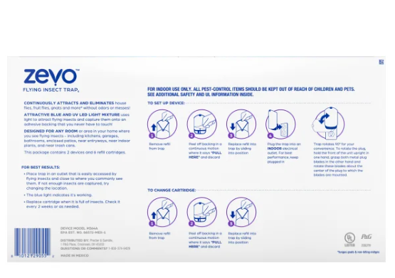 Zevo Flying Insect Trap Starter Kit, 2 Devices + 6 Refills (open box)