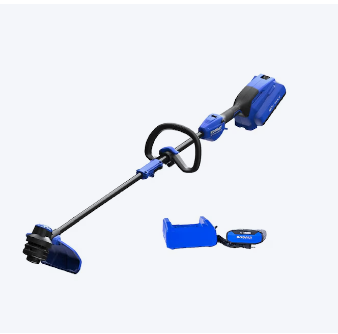 Desbrozadora de hilo Kobalt de 40 V máx., 15 pulgadas, con eje recto y batería de 4 Ah (batería y cargador incluidos) (caja abierta)