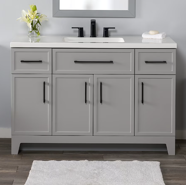 Style Selections Potter 48-in Light Gray Single Sink Bathroom Vanity with White Cultured Marble Top (DAMAGED)