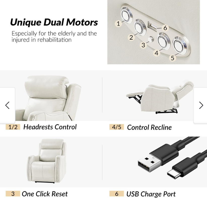 Camilo 33" Wide Dual Motor Power Recliner by HULALA HOME (open box)