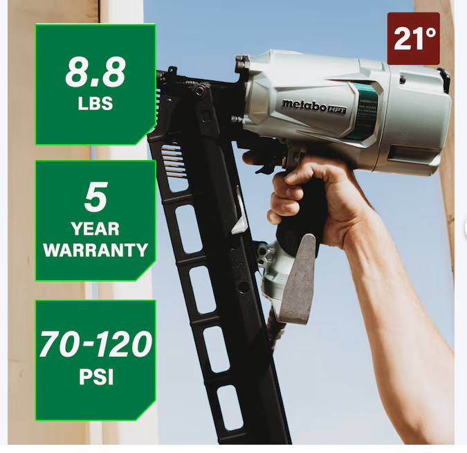 Metabo HPT 3-1/4-in 21 -Degree Pneumatic Roundhead Framing Nailer (bare tool) (USED)