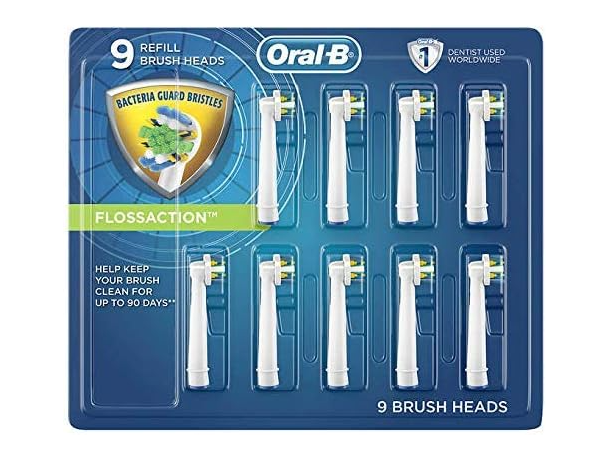 Genuine Original Oral-B Braun Floss Action Replacement Rechargeable Toothbrush Heads Refill (9 Count) (New)