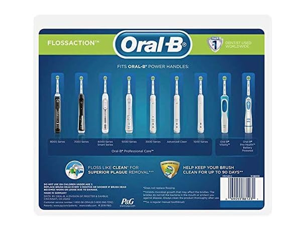 Genuine Original Oral-B Braun Floss Action Replacement Rechargeable Toothbrush Heads Refill (9 Count) (New)
