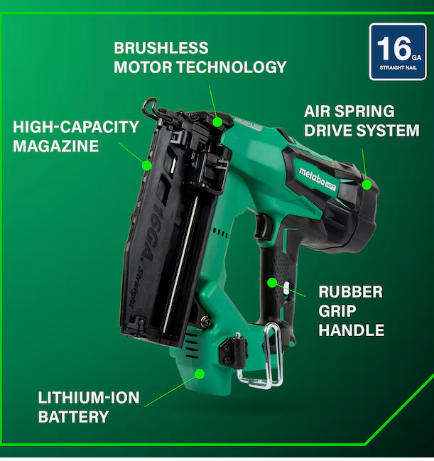 Metabo HPT MultiVolt 2-1/2-in 16 -Gauge Cordless Straight Finish Nailer ( Battery Included ) (USED)(NO BOX)