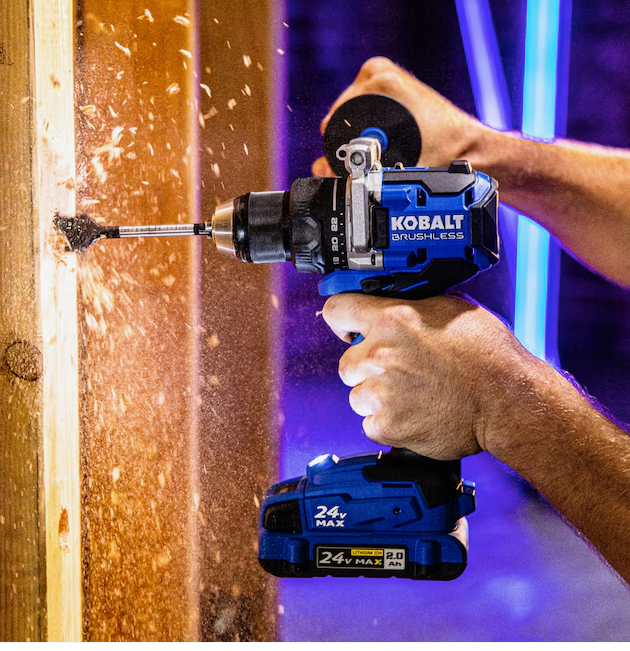 Kobalt 24-volt 1/2-in Keyless Brushless Cordless Drill 1 -Batteries Included (Soft Bag Included)(USED)(no box)