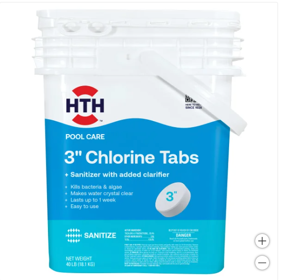 HTH 3" Chlorine Tablets for Pool Sanitization, 40 lbs. (Open Box)