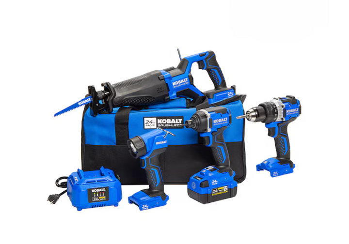 Kobalt 24-volt 4-Tool Brushless Power Tool Combo Kit with Soft Case (1-Battery Included and Charger Included) (USED)