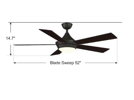 Fanimation Studio Collection Aire Drop 52-in Integrated LED Aged Bronze with Dark Walnut/Cherry Blades Ceiling Fan With Light 5 -Blade (Open Box)