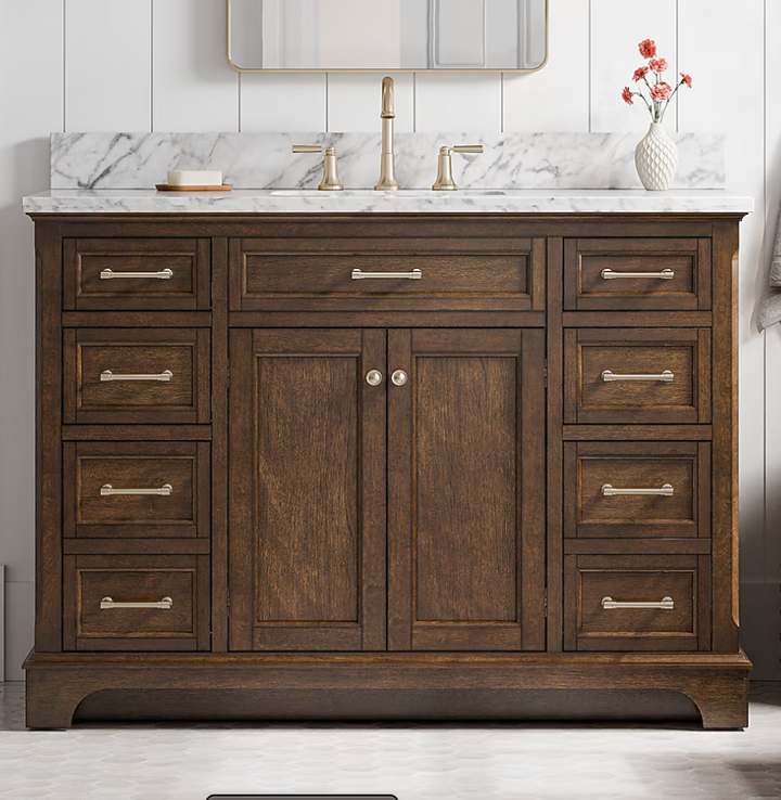 allen + roth Roveland 48-in Deep Walnut Undermount Single Sink Bathroom Vanity (NO TOP)