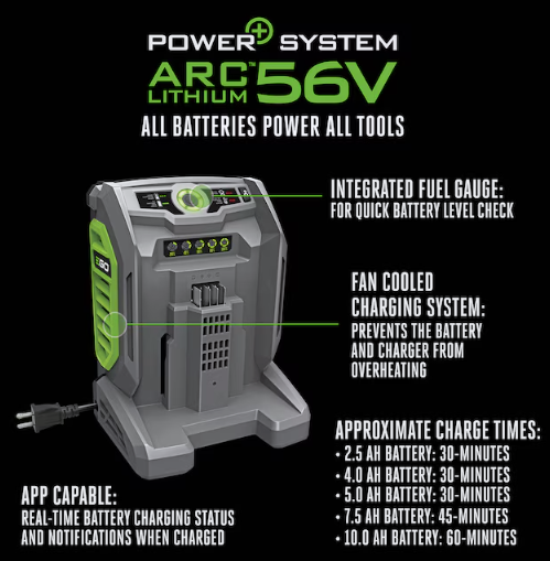 EGO Turbo 56 -Volt, Battery Charger (NO BOX)(OPEN BOX)