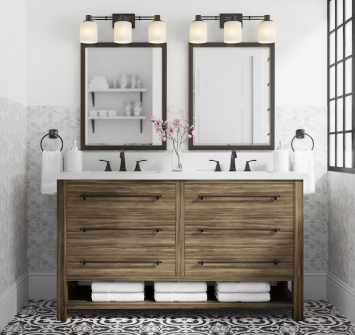 allen + roth Kennilton 60-in Gray Oak Undermount Double sink Bathroom Vanity (NO TOP) (Open Box)