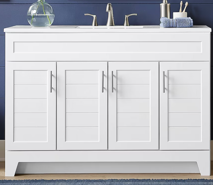 Style Selections Kirkman 48-in True White Single Sink Bathroom Vanity with White Cultured Marble Top(Dont List) (MP)