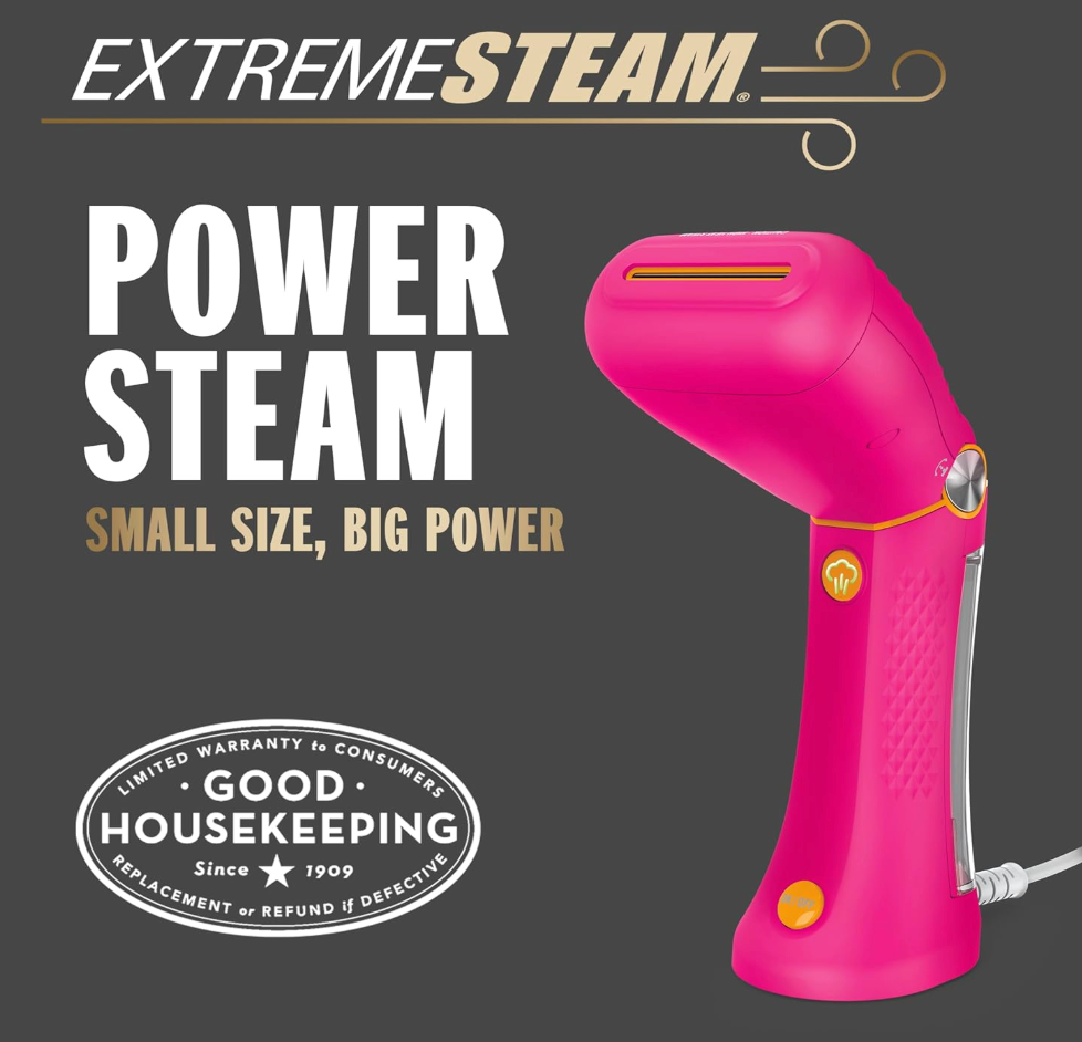 Conair Handheld Garment Steamer for Clothes - Power Steam: Small Size, Big Power - Pink