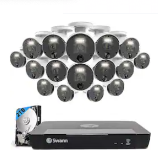 Swann - Master Series Home 16-Channel 16-Camera 4K HD Indoor/Outdoor PoE Wired 2TB H DD NVR Security Surveillance System - Black (Used)