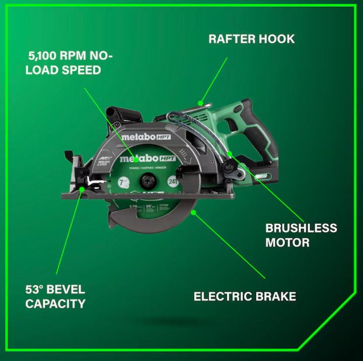 Metabo HPT Multi-Volt 36-volt 4 -Amp 7-1/4-in Brushless Hybrid Capable Cordless Circular saw (Battery Included and Charger Included) (Used)
