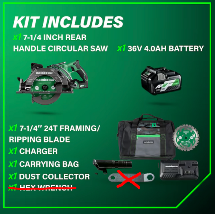 Metabo HPT Multi-Volt 36-volt 4 -Amp 7-1/4-in Brushless Hybrid Capable Cordless Circular saw (Battery Included and Charger Included) (Used)
