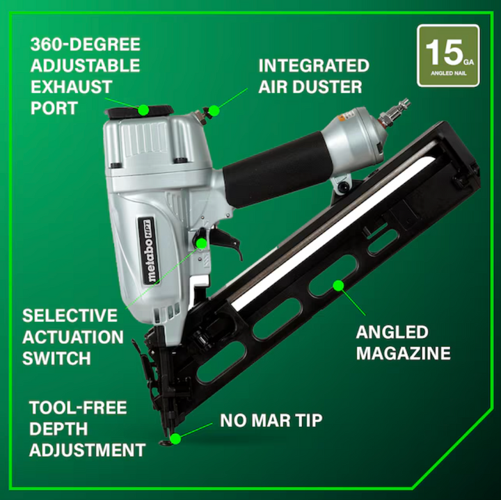 Metabo HPT 2-1/2-in 15 -Gauge Pneumatic Angled Finish Nailer (USED)