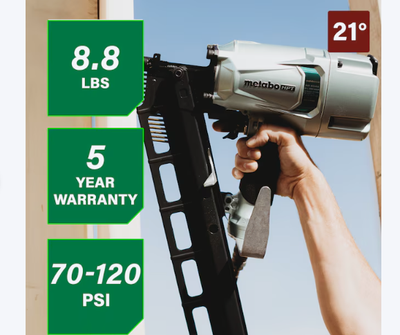 Metabo HPT 3-1/4-in 21 -Degree Pneumatic Roundhead Framing Nailer (Used)