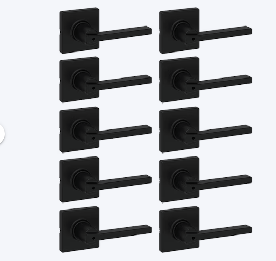 Kwikset Casey Matte Black Interior or Bed/Bath Privacy Door Handle Contractor Pack 10 -Pack (OPEN BOX)