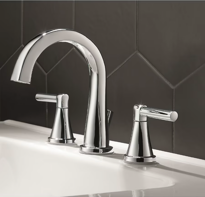 Delta Becker Chrome Widespread 2-handle WaterSense Mid-arc Residential Handle Bathroom Sink Faucet with Drain (new)