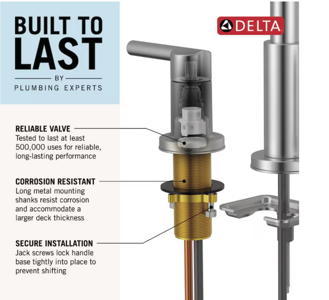 Delta Becker Chrome Widespread 2-handle WaterSense Mid-arc Residential Handle Bathroom Sink Faucet with Drain (new)