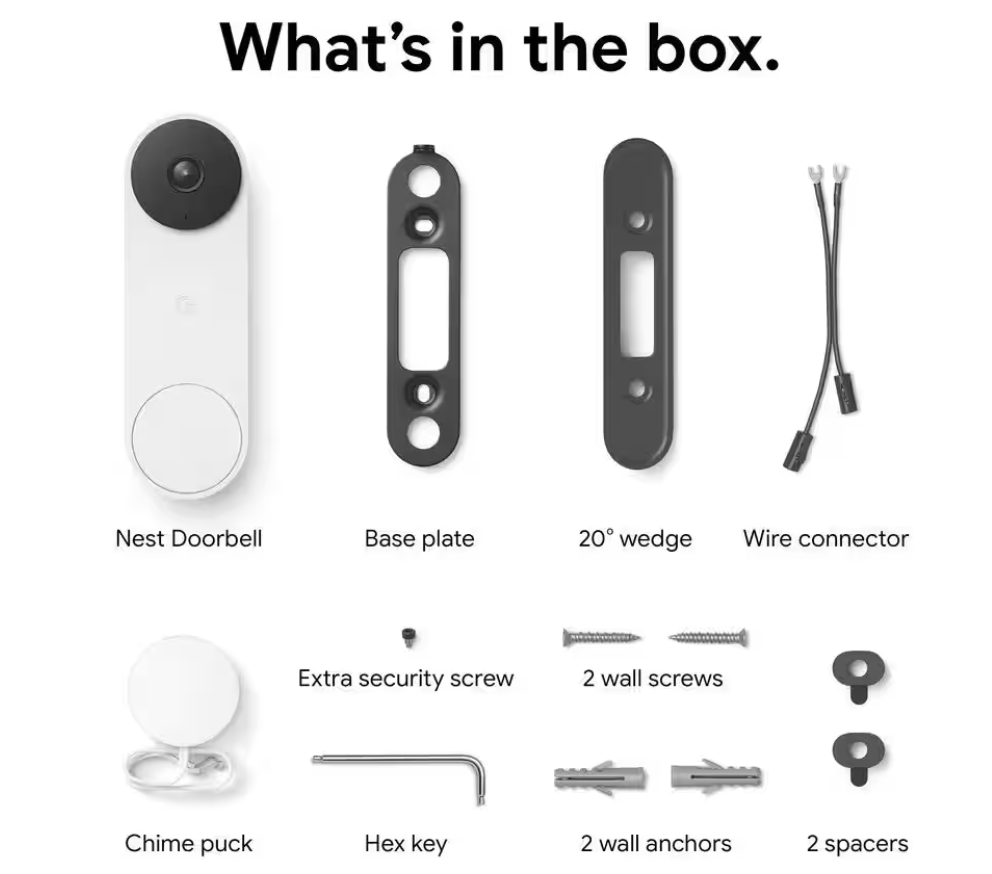 Nest Doorbell (Wired, 2nd Gen) - Snow (used)
