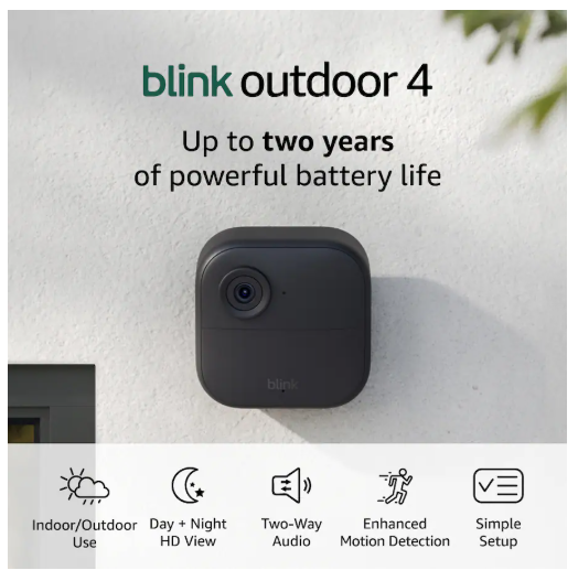 Blink - Outdoor 4 5-Camera Wireless 1080p Security System with Up to Two-year Battery Life - Black (open box)