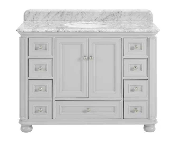 allen + roth Wrightsville 48-in Muse Gray Undermount Single Sink Bathroom Vanity with Natural Carrara Natural Marble Top (open box)