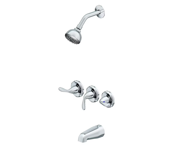 Project Source Everfield Polished Chrome 3-handle Single function 3.15-in Round Bathtub and shower Faucet ( Valve Included ) (open box)