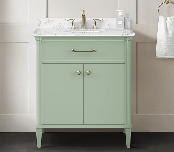 allen + roth Rian 30-in Sea green Undermount Single Sink Bathroom Vanity with White Engineered Stone Top (Damaged)