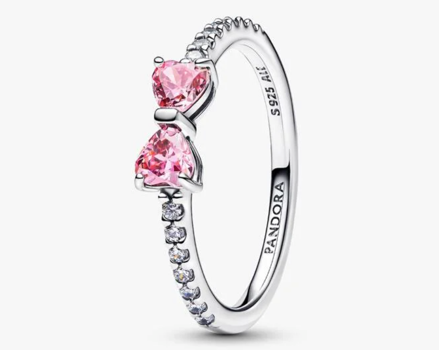 Pandora Sparkling Pink Bow Ring (used)