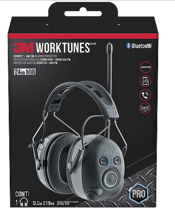 3M WorkTunes Connect Wireless Hearing Protector w Bluetooth-Black (Open Box)