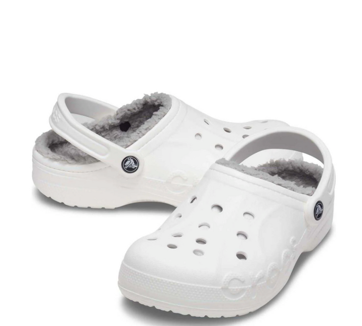 Crocs Men's and Women's Unisex Baya Lined Clogs; White/Light Grey, M7/W9 (new) (no box)