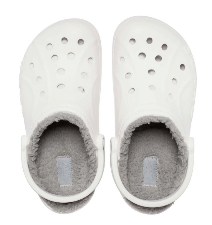 Crocs Men's and Women's Unisex Baya Lined Clogs; White/Light Grey, M7/W9 (new) (no box)