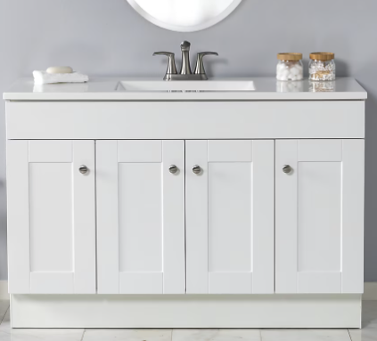 Project Source Dover 48-in True White Single Sink Bathroom Vanity with White Cultured Marble Top (OB) (MP ONLY) DONT LIST)