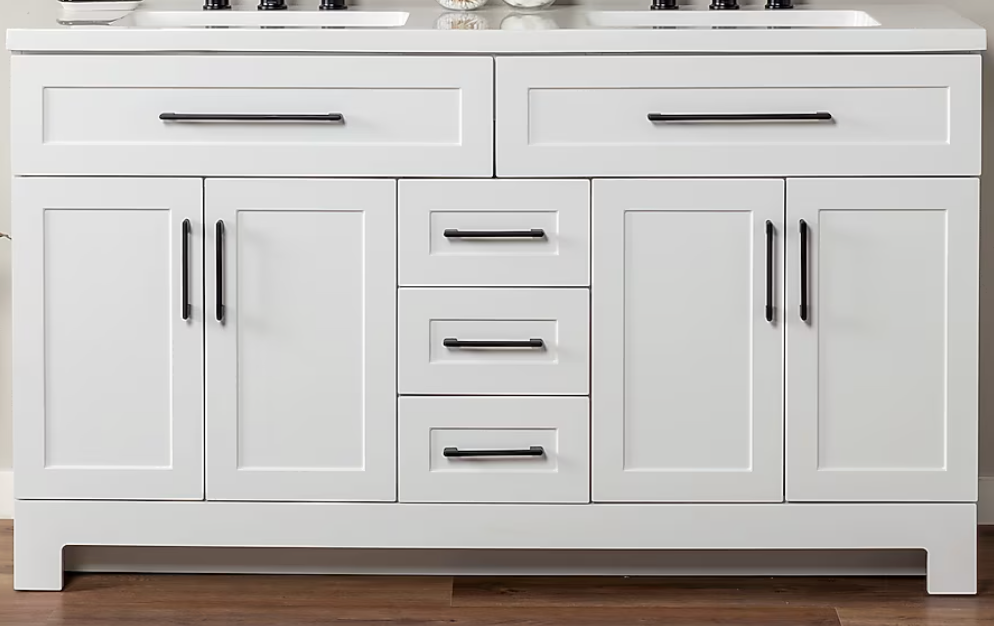 Style Selections Cauley 60-in True White Double Sink Bathroom Vanity (NO TOP) (damaged)