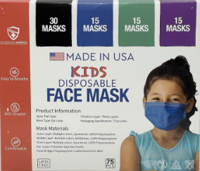 75 PCS Kids Disposable Face Masks 3-Ply Earloop Latex-Free Breathable (new)