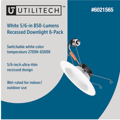 Utilitech Retrofit Kit White 5-6in LED Recessed Lights 6ct (Open Box)
